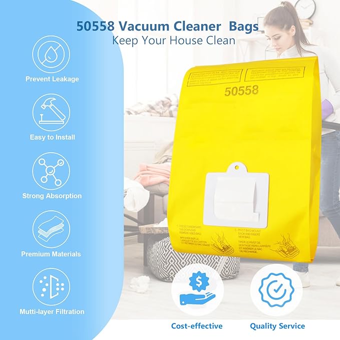 25 Pack Replacement Vacuum Bags Compatible with Kenmore Canister Type C/ 5055, 50555 50557,50558,and Panasonic Type C-5 C-18-Premium Canister Vacuum Bags