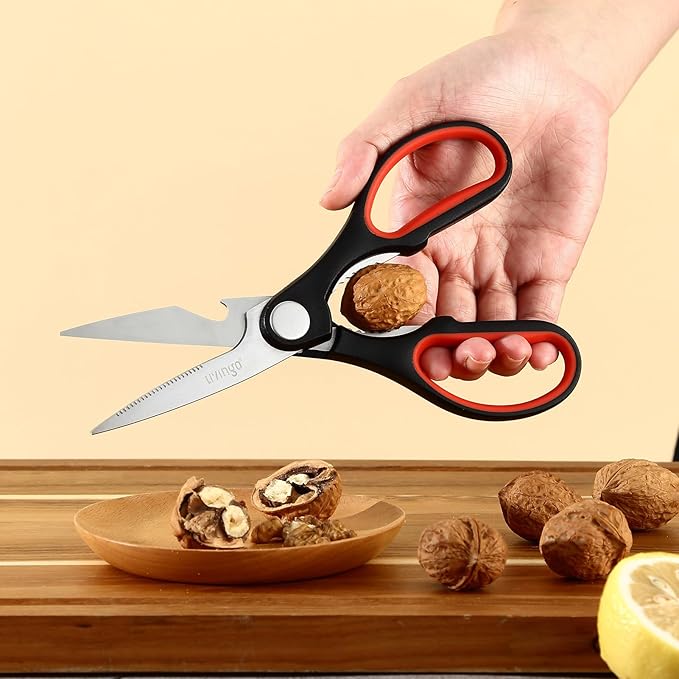 LIVINGO 8" Kitchen Scissors All Purpose - 2 Pack Heavy Duty Kitchen Meat Shears, Stainless Steel Multi-function Food Scissors for Cooking Cutting Chicken, Turkey, Bones, Poultry, Fish, and Vegetables