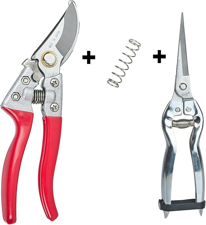 Pruning Shears SK5 Carbon Steel – Hand Pruners & Garden Clippers for Tree, Bonsai & Landscaping, Ergonomic Design with Replacement Spring & Bonus Fine Shears
