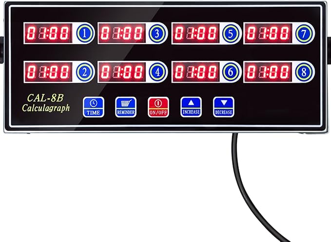 Commercial 8 Channel Kitchen Timer Digital Restaurant Timers Professional Loud Alarm Cooking Reminder for Food Truck Fryer Bakery Pizza Coffee Heavy Duty