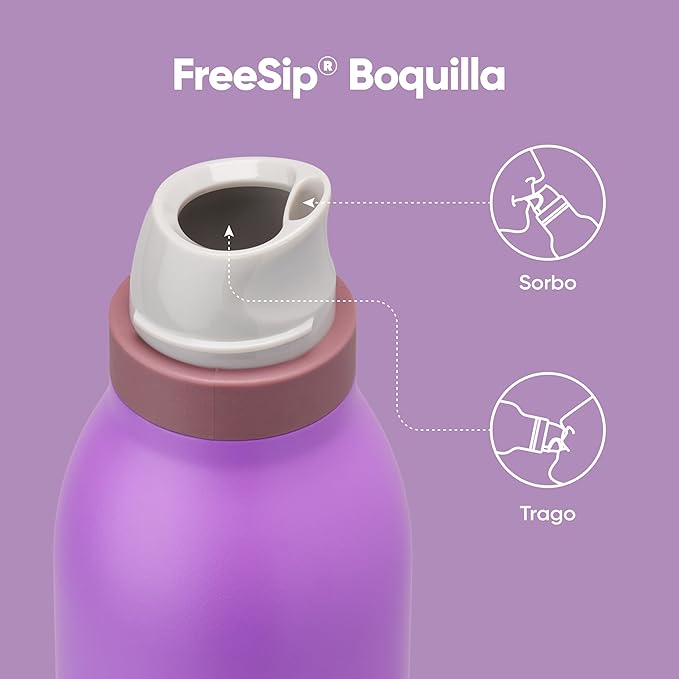 Owala FreeSip Twist Insulated Stainless Steel Water Bottle with Straw for Sports and Travel, BPA-Free, 24-oz, Purple/Purple (California Grapevine)
