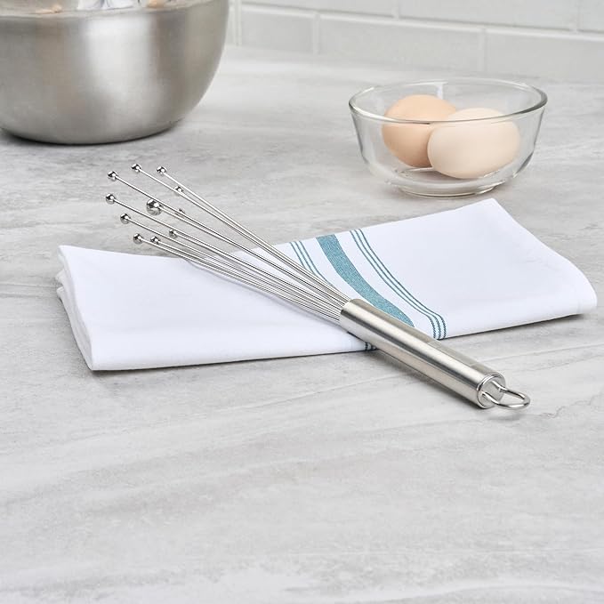 Restaurantware-German Standard 12.6 Inch Ball Whisk, 1 Dishwashable Kitchen Whisk - Ergonomic Handle, Durable, Stainless Steel Manual Egg Beater, Suitable For Whisking, Stirring, Mixing, Beating