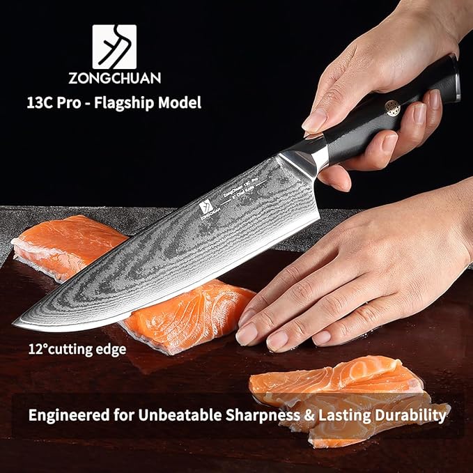 Chef Knife,8inch Damascus knife,67-Layer High Carbon Stainless Steel Kitchen Knife,Professiona Sharp Cutting Knives with Ergonomic G10 Black Handle,Gift Box for Home and Kitchen Birthday Gift
