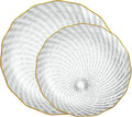 PLASTICPRO 120 Pack Plastic Plates Set of 60-10 inch Plates and 60-7 inch Plates, Elegant Clear Spiral and Gold Rim Disposable Fancy Plates Premium Heavyweight