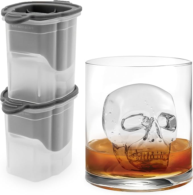 Tovolo Ice Cubes Mold Pack of 2 Large Craft Ice Molds for Whiskey Bourbon Cocktails, Easy Fill No Leak Silicone Ice Molds Gift for Him Stackable Dishwasher Safe BPA Free Heart Ice