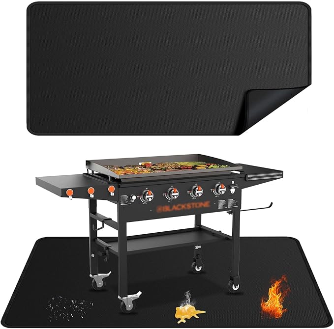 65x39 inches Large Under Grill Mats for Blackstone, Double-Sided Fireproof Outdoor Grill Protective Mat, Oilproof Waterproof BBQ Fire Pit Fireplace Mat