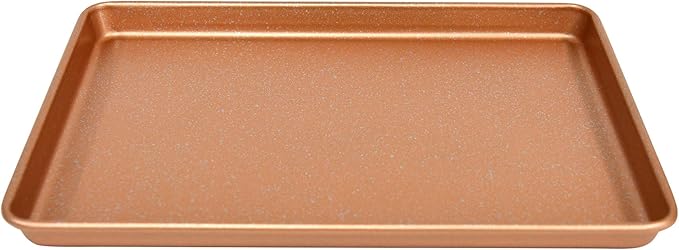 casaWare 13 x 9 x 1-Inch Ultimate Series Commercial Weight Ceramic Non-Stick Coating Cookie/Jelly Roll Pan (Rose Gold Granite)