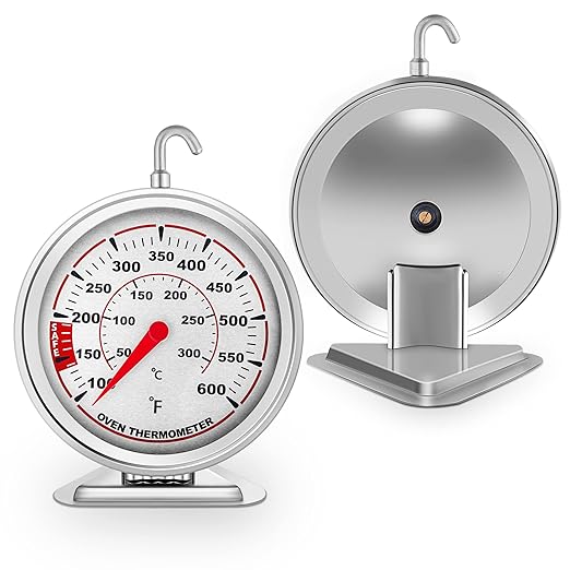 Oven Thermometer with Large 3" Dial | Accurate Oven Temperature Reading | Dual Scale 100°F-600°F & -40°C-310°C | for Gas/Electric Ovens, Grill, BBQ, Baking, Meat