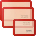 Silicone Baking Mat Set by PrettyCare (2 Half Sheet and 1 Quarter Sheet) Non Stick Cookie Baking Supplies for Bake Pans & Toaster Oven - Macaron/Pastry/Bun/Bread