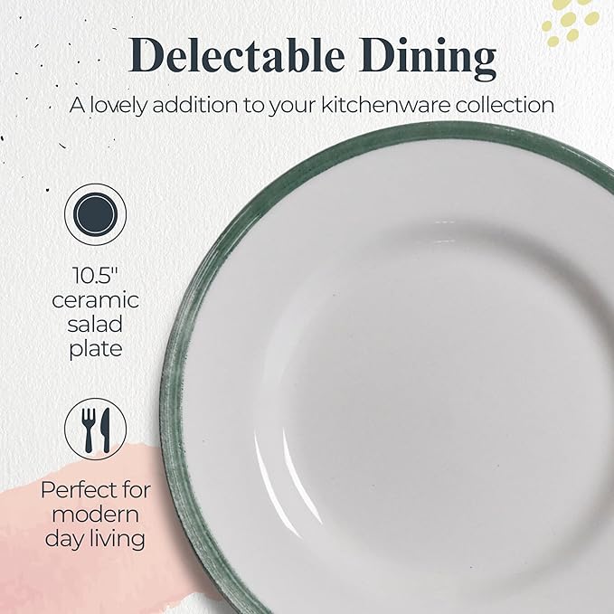 Portmeirion Potter's Brushstroke Dinner Plate (Set of 4) - 10.5-Inch Stackable Earthenware Plates - Microwave & Dishwasher Safe, Handcrafted Dinnerware for Casual & Formal Table Settings (Green)