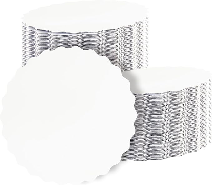 qiqee 13 Inch White Wave Cake Boards Round 15-Packs Circles Rounds Base Food-Grade Cardboard Wave Cake Plate（Thinner But Stronger）