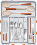 Expandable Silverware Drawer Organizer BPA Free Cutlery Organizer Small Utensil Organizer for Kitchen Drawers Adjustable Spoons Forks Knives Storage Drawer Divider, Gray