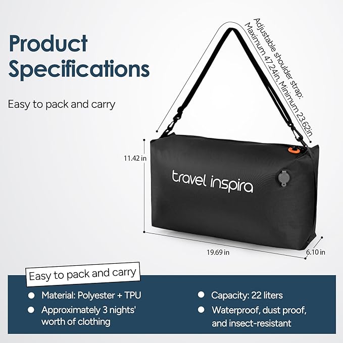 Vacuum Bags for Travel Luggage, Reusable Compression Bags for Carry On Suitcases and Backpack, Vacuum Seal Packing Cube for Cloth (1PC No Pump)