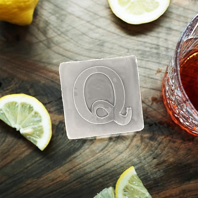 Letter Q Monogram Ice Cube Mold Custom Ice Cube Mold 2 Inch Big Initials Silicone Ice Cube Tray Gifts for DAD Gifts for Him