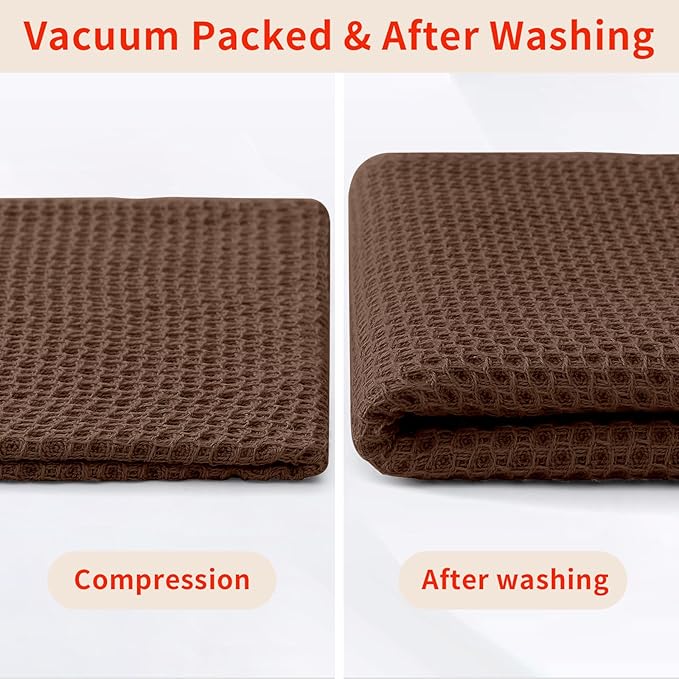 Homaxy 100% Cotton Waffle Weave Kitchen Dish Cloths, Ultra Soft Absorbent Quick Drying Dish Towels, 12 x 12 Inches, 12-Pack, Coffee