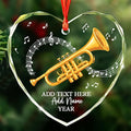 Personalized Text Name Year Trumpet Xmas Glass Ornaments, Trumpet Instrument Christmas Tree Ornament 2025, Trumpetist Christmas Ornament Gift for Men Women, Instrument Themed Xmas Decoration