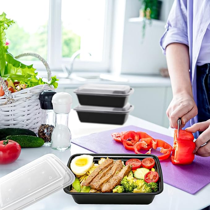 100 PACK, 24 oz. Meal Prep Containers, Extra Large & Thick Food Storage Containers with Lids - BPA Free Stackable Microwavable & Dishwasher Safe, Travel, To Go, Bento Box