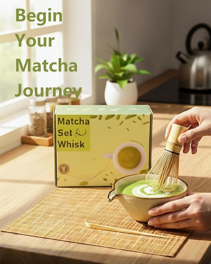 Matcha Whisk Set,Matcha Set,Matcha Kit,Matcha Bowl with Spout,Scoop,Sifter,Bamboo Whisk,Chasen Holder,Unique Gifts for Women Grifend,Gifts for Christmas, Birthday,Halloween