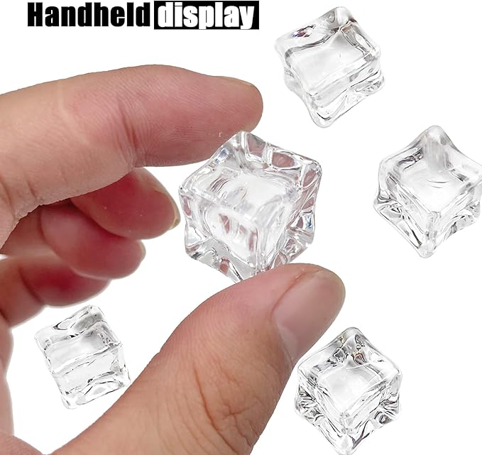 Fake Ice Cubes, 50 PCS 0.8" Fake Ice, Artificial Acrylic Crystal Diamonds for Vase Fillers, 20 mm Plastic Ice Cubes for Party, Wedding