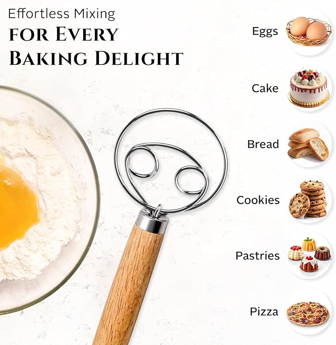 Spartali & Company Versatile 13-Inch Danish Dough Whisk for Sourdough: Essential Sourdough Bread Baking Supplies, Bread Making Tools, and Baking Tools - Whisks for Cooking & Mixing Dough Effortlessly