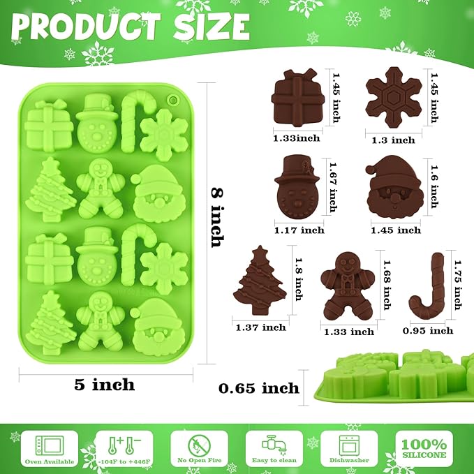 Actvty Christmas Chocolate Molds, Christmas Candy Silicone Molds, 4 Packs 14 Cavity Xmas Theme Baking Molds for Making Chocolate, Candy, Gummy, Jello, Ice, Wax Melts