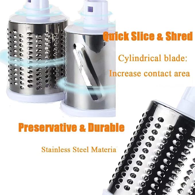 Rotary Cheese Grater Grinder Vegetable Shredder 3-in-1 Vegetable Slicer Shredder for Cheese Potato Onion Cucumber Carrot Red