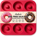 Large Silicone Donut Pan for Baking, 9 Cavity Non-Stick Food Grade Silicone Donut Molds, Doughnut Pan and Bagel Pans for Baking & Kitchen, BPA Free 11.2 x 11.1 Inches, Dishwasher Safe - Bright Red