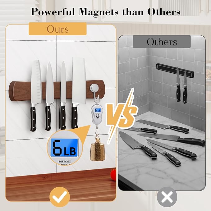 Magnetic Knife Holder for Wall, 18 Inch Wood Strong Magnetic Knife Strip, Housewarming Gifts for New Home, Kitchen Storage Space Savers, Farmhouse Kitchen Utensil Organizer Essentials
