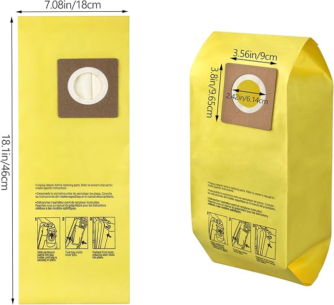AH10243 Disposable Vacuum Bag for Hoover Commercial CU2 Vacuum Cleaner CH54013 CH54015 CH54113 CH54115 Upright Bags for HushTone Replacement, Yellow (10 Pack)