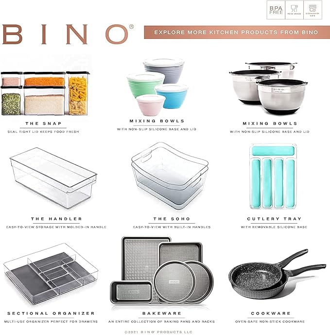 BINO | Stackable Storage Bins, X-Large - 4 Pack | THE STACKER COLLECTION | Clear Plastic Storage Bins | Organization Containers for Pantry & Fridge | Multi-Use Organizer Bin | BPA-Free