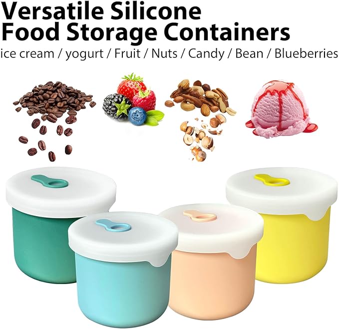 1-Cup Silicone Food Storage Containers with Lids, 4 Pack 8.5 oz Reusable Snack Fruits Containers Cups Leak Proof Soup Freezer Molds Small Lunch Box BPA Free for Kids Baby Daycare School Travel Baby