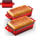 Leonyo 9 x 6 inch Cast Iron Loaf Pan with Lid, 2-in-1 Enameled Sourdough Baking Pan, Homemade Bread Dutch Oven for Pound Cake, Lasagna, Up to 500℉ & Red