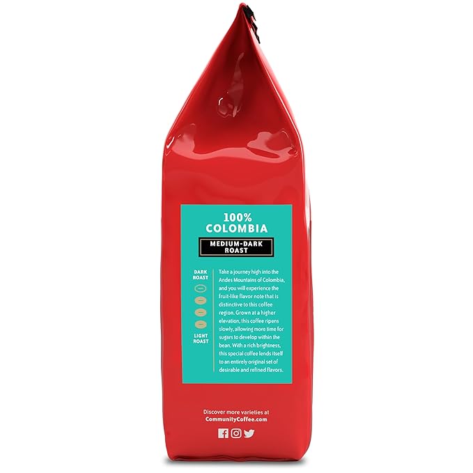 Community Coffee 100% Colombia, Medium Dark Roast Ground Coffee, 12 Ounce (Pack of 2)