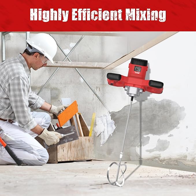 IMAYCC Cement Mixer, 2100W Electric Concrete Mixer with 6 Speed, 110V Handheld Mud Mixer for Motar,Paint, Grout, Plaster, Thinset,Fodder Stirring Tool