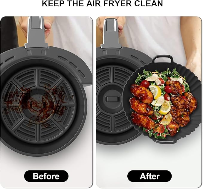 Round Silicone Air Fryer Liners 3Pack, Ninja AF101 & AF161 Silicone Liners for 4-5.3QT, Reusable Air Fryer Accessories Food Grade Liners, Compatible with Ninja, COSORI, Tefal, Bear, Chefman