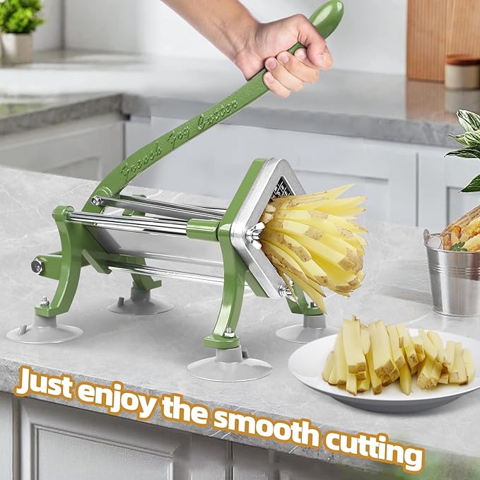 French Fry Cutter Commercial Potato Slicer with Suction Feet Complete Set, Includes 1/4", 3/8",1/2",8 Pieces,6 Pieces