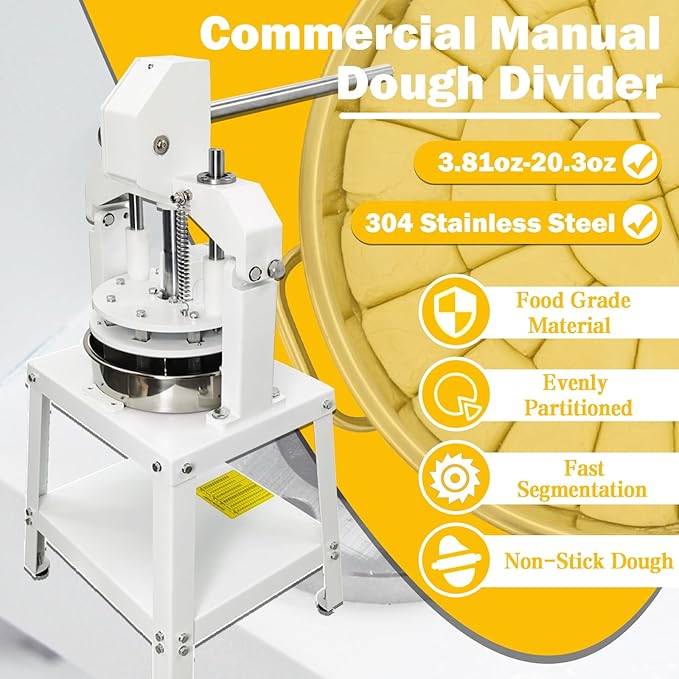 TECHTONGDA Commercial Dough Divider Rounder Machine Manual 10PCS Dough Cutter Hand Press Bread Bakery Dough Dividing Machine