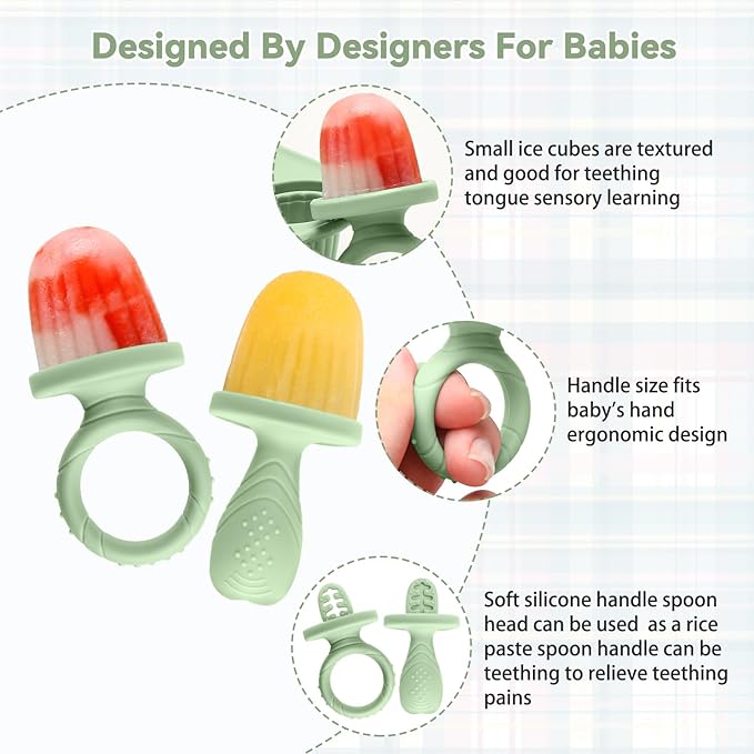 Silicone Toddlers Popsicle Molds with Sticks, Mini Popsicles Molds for Baby Breastmilk Popsicle Molds for Teething Relief, Frozen Treats Maker Popsicle Maker Ice Pop Mold for Babies Kids