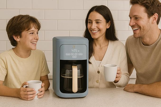 Beautiful 14-Cup Programmable Coffee Maker with Touch-Activated Display – Brew Hot Coffee Fast, Keep Warm & Auto-Pause (Cornflower Blue)