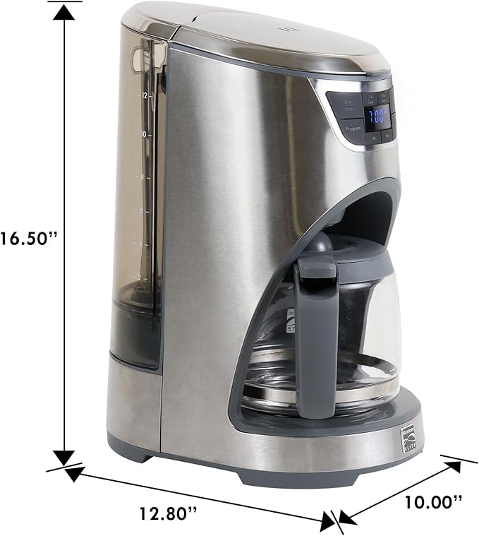 Kenmore Elite Drip Coffee Maker - 12-Cup Programmable Coffee Machine With Glass Pot, Pause and Pour, Auto Shut-Off, Large Water Reservoir, Reusable Filter, Dishwasher Safe Carafe, Percoladora de Café
