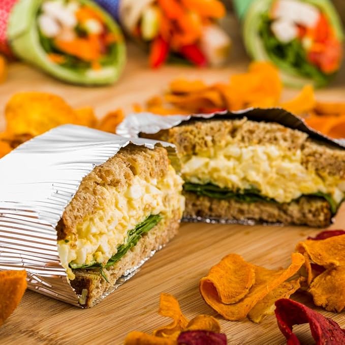 Restaurantware 12" x 12" Rippled Aluminum Foil Food Wrap and Fry Basket Liner: Perfect for Restaurant Take Out Bakeries and Food Trucks - Silver Foil Sandwich Wraps - 500-CT
