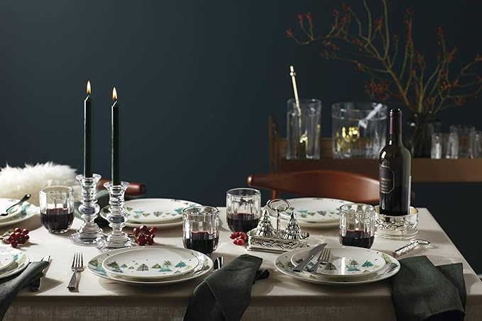 Lenox 893565 Balsam Lane 12-Piece Dinnerware Set, Green, Christmas, Holiday Hosting