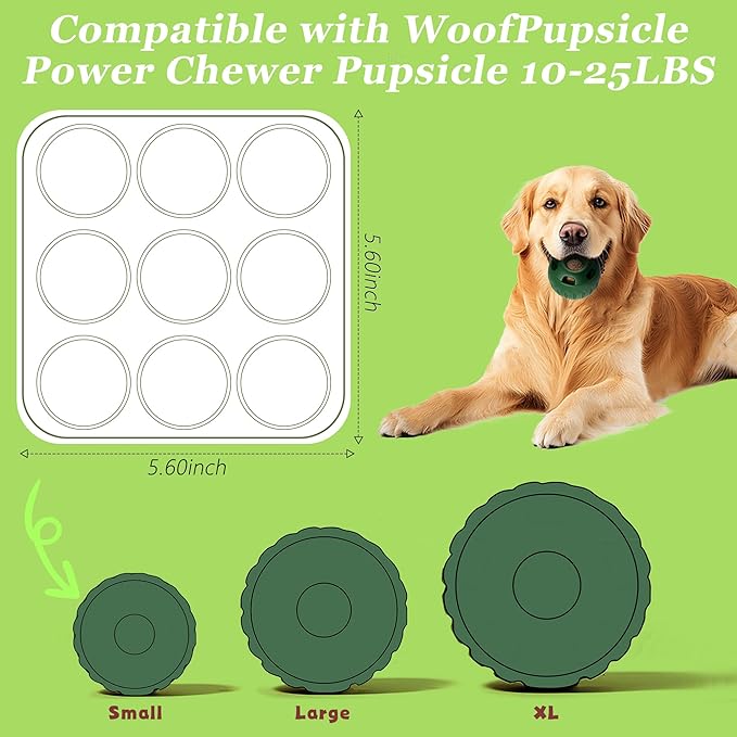 9Cavities Silicone Dog Treat Mold for Woof Pupsicle & Power Chewer Pupsicle, Frozen Dog Treat Molds for Making Refill Treats, Reusable Treat Tray for The Pupsicle Toy 10-25lbs (Small)