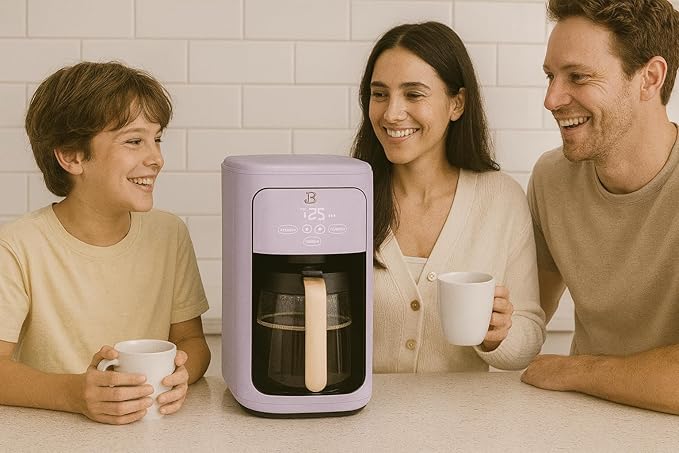 Beautiful 14-Cup Programmable Coffee Maker with Touch-Activated Display – Brew Hot Coffee Fast, Keep Warm & Auto-Pause (Lavender)