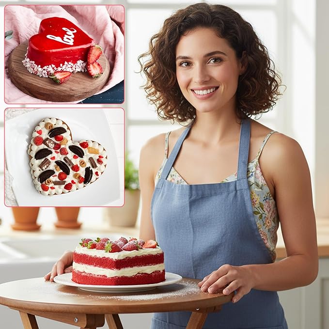3 Pieces Heart Shaped Cake Pans, 8 Inch Aluminum Heart Cake Molds, Cake Baking Supplies, Heat-Resistant DIY Baking Tool for Wedding, Birthday Party, Engagement, Valentine Day