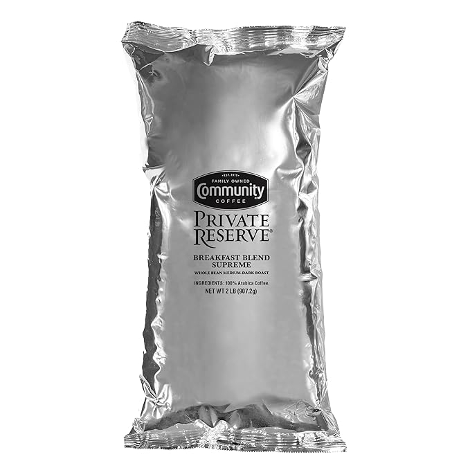 Community Coffee Private Reserve Breakfast Blend Supreme Whole Bean Coffee, Medium Roast, 32 Ounce Bag (Pack of 1)