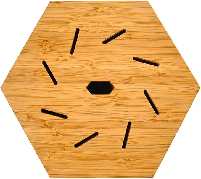 360KB MAX ™ - magnetic rotating knife block - w/top slots, capaciy for 20+ knives - largest in the 360 Knife Block ® family. (Honey Bamboo)