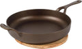 Bloomhouse Natural Bronze Finish 12-Inch Cast Iron Skillet with Long Handle, Helper Handle & Olive Wood Trivet – Olive Oil Treated Fry Pan, Oven & Stovetop Safe