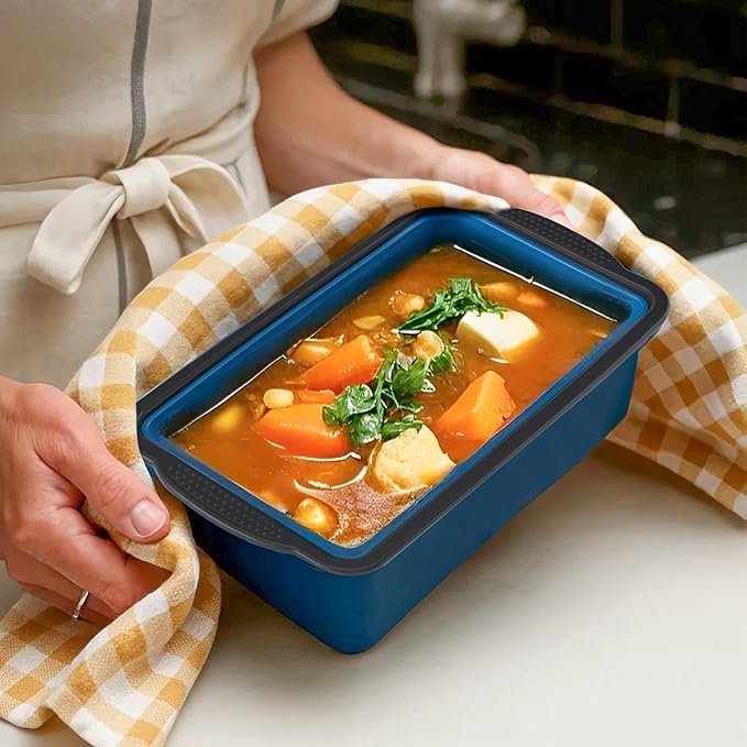 Silicone Freezer Tray With Lid, 2 Large 4 Cup Large Soup Freezer Molds Container for Meal Prepping, Ice Cube Tray, Perfect for Storing Leftovers, Sauces, Lasagna, 2-Pack