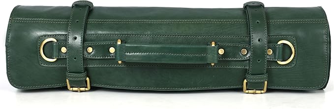 Leather Knife Roll Storage Bag, Elastic and Expandable 10 Pockets, Adjustable/Detachable Shoulder Strap, Travel-Friendly Chef Knife Case (Copper, Leather)